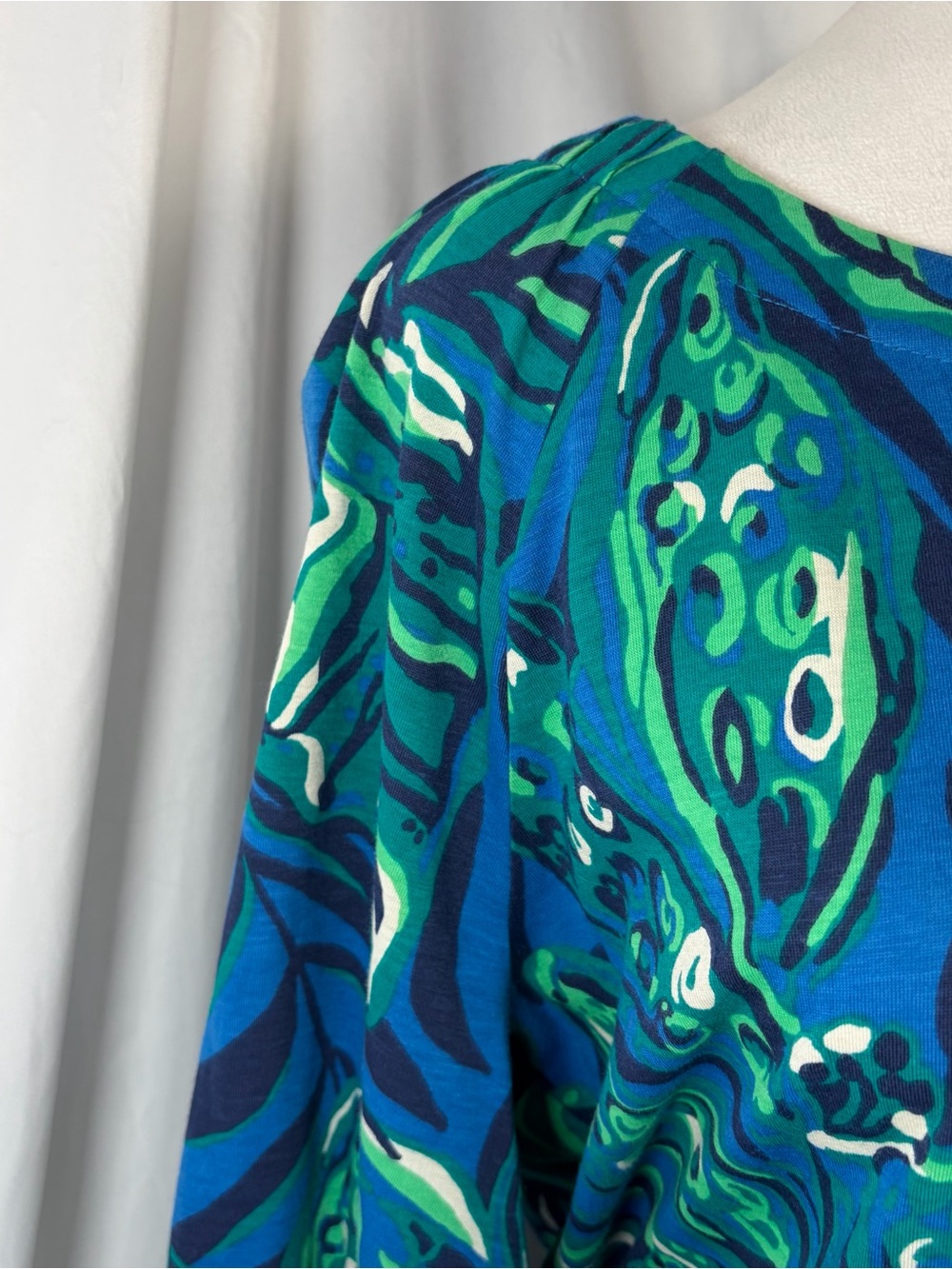Lilly Pulitzer Elianna 3/4 sleeve Dress Indigo Breeze Shady Gators Blue/Green L - Picture 6 of 9